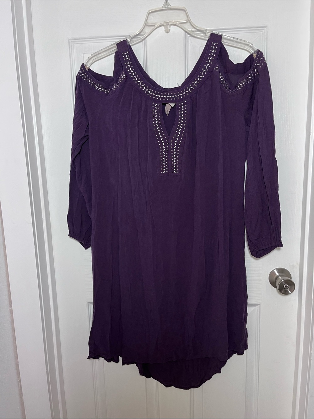 Knox Rose Purple Cold-Shoulder Dress with Stud Accents